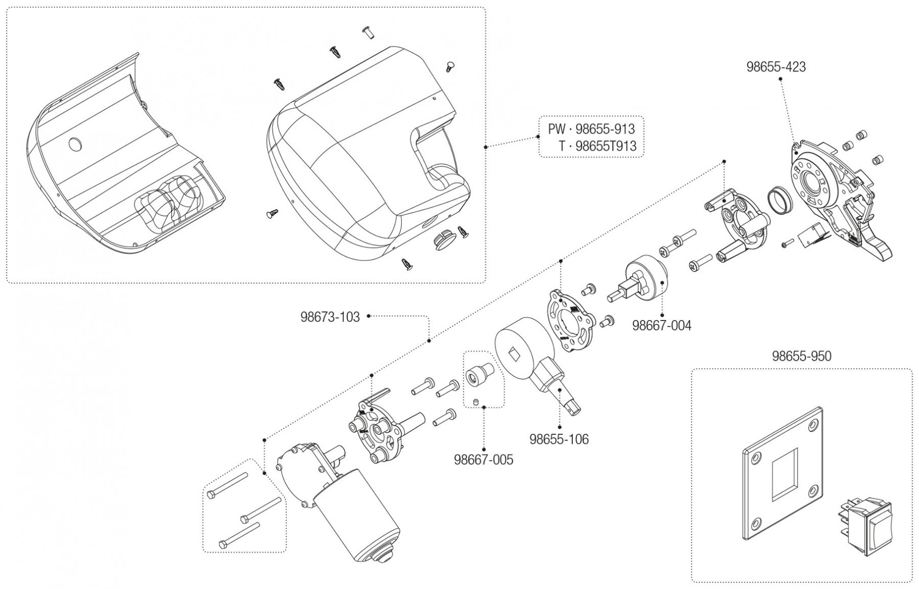 Motor Kit F65L Polar White / Titanium (05725-01- / 05725-01T)