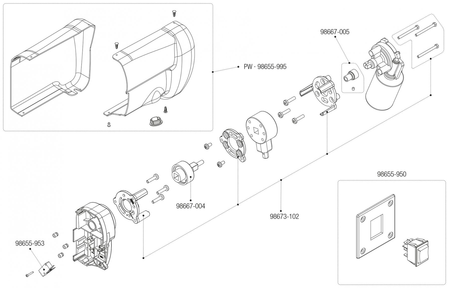 Motor Kit F45L Polar White / Titanium (06535-01- / 06535-01T)